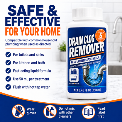 5-Minute Drain Clog Remover for Toilets, Kitchens & Fresh-Smelling Drains